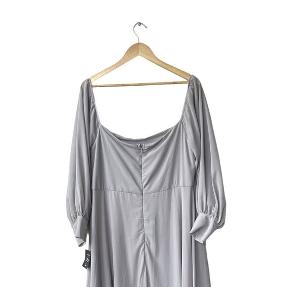 Lulus Long Sleeve Maxi Dress 2X Feel The Romance Grey Off-The-Shoulder Formal - Picture 8 of 14